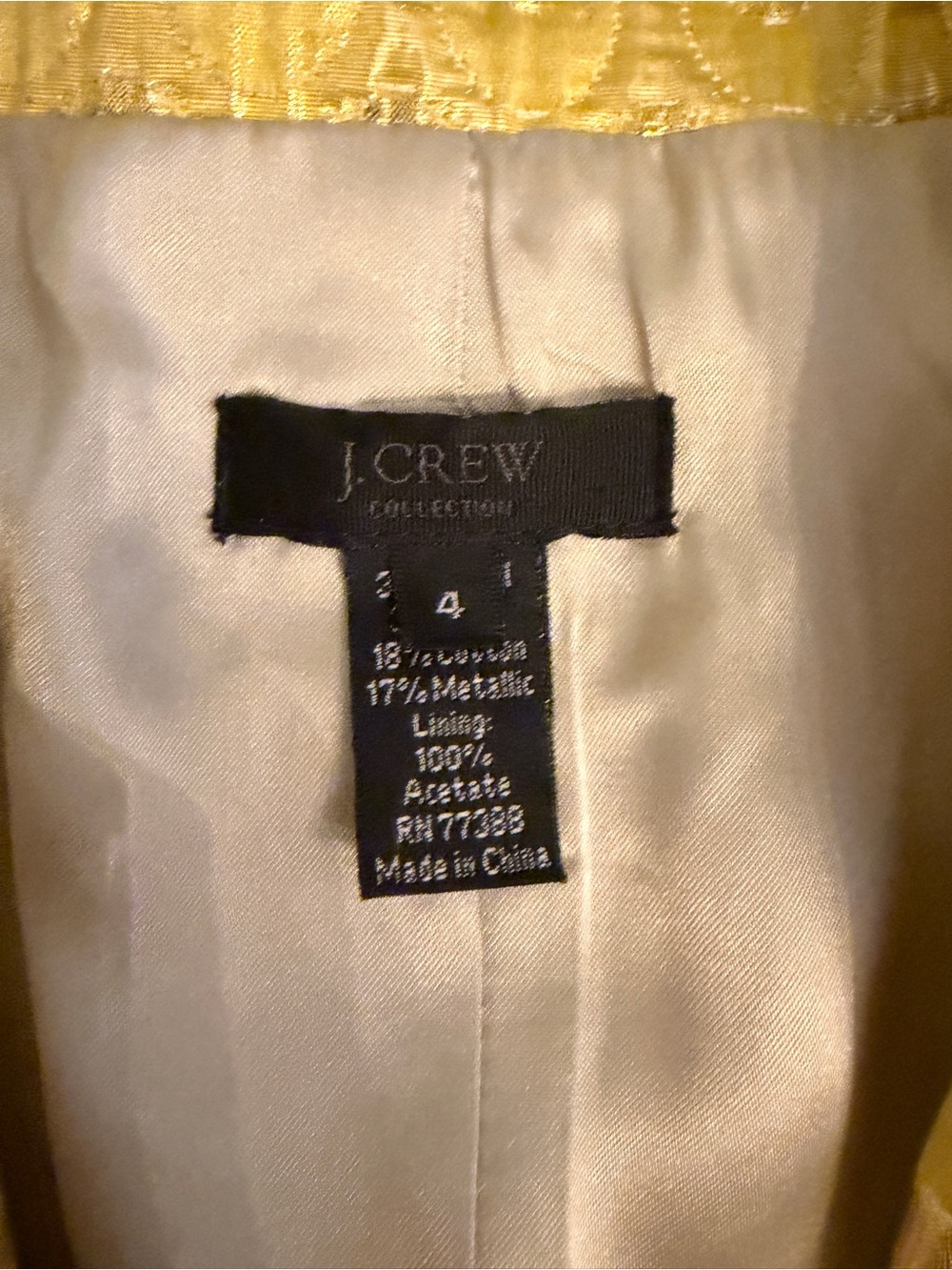 J Crew Jacquard Gold Women's Blazer Jacket - Picture 2 of 2
